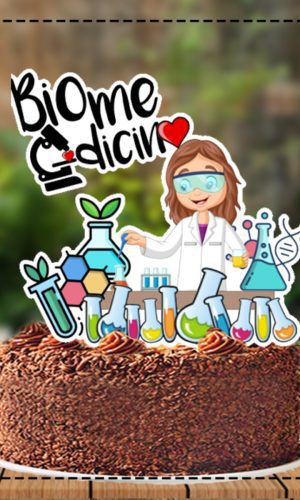 Topo de Bolo Biomedicina Mulher 5127 Arquivo Digital