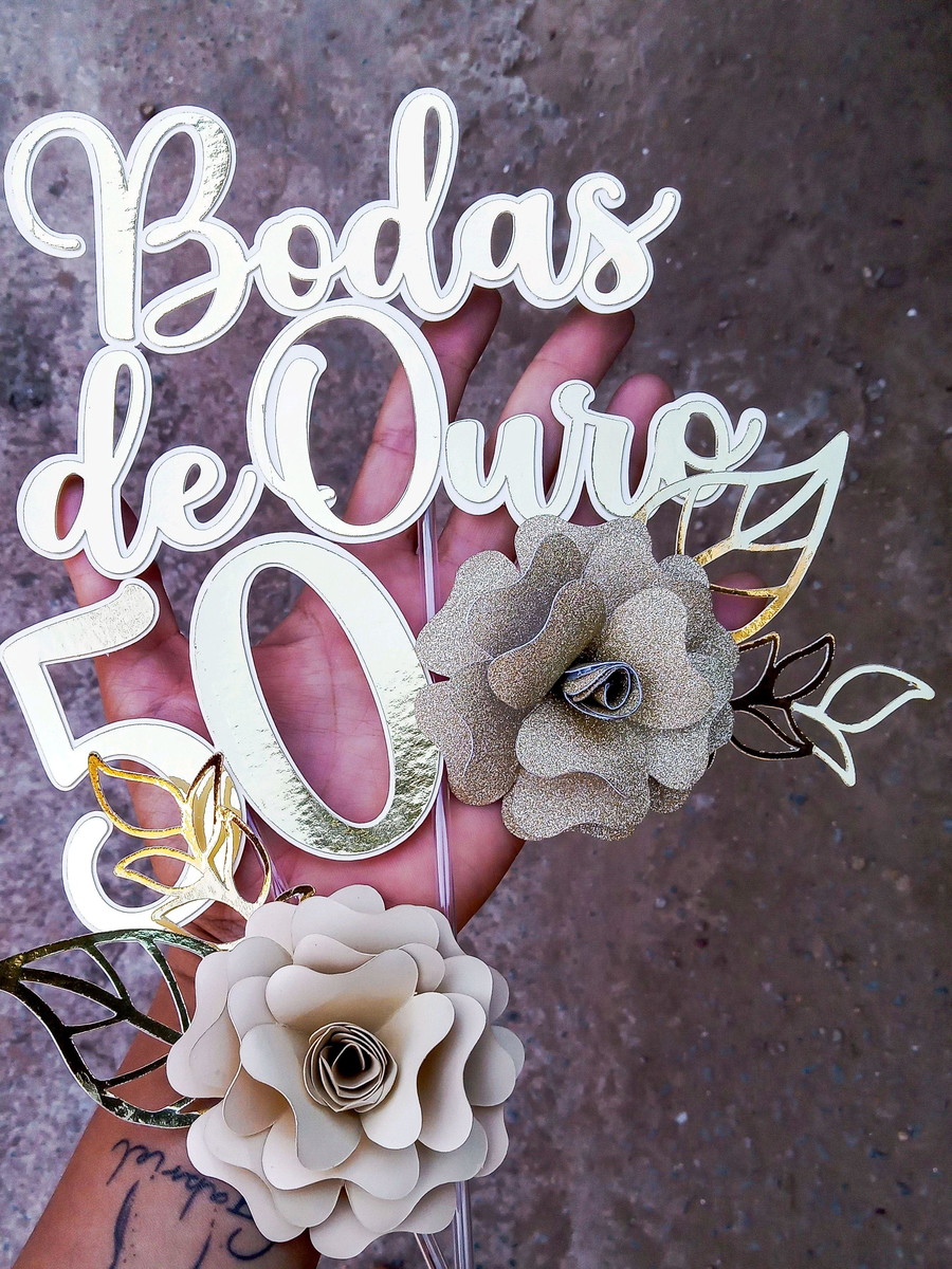 Topo de bolo Bodas de Ouro - Imagem 2