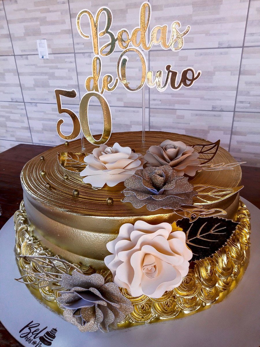 Topo de bolo Bodas de Ouro