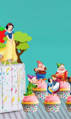 Topo de Bolo Branca de Neve + 20 Tags para Cupcake
