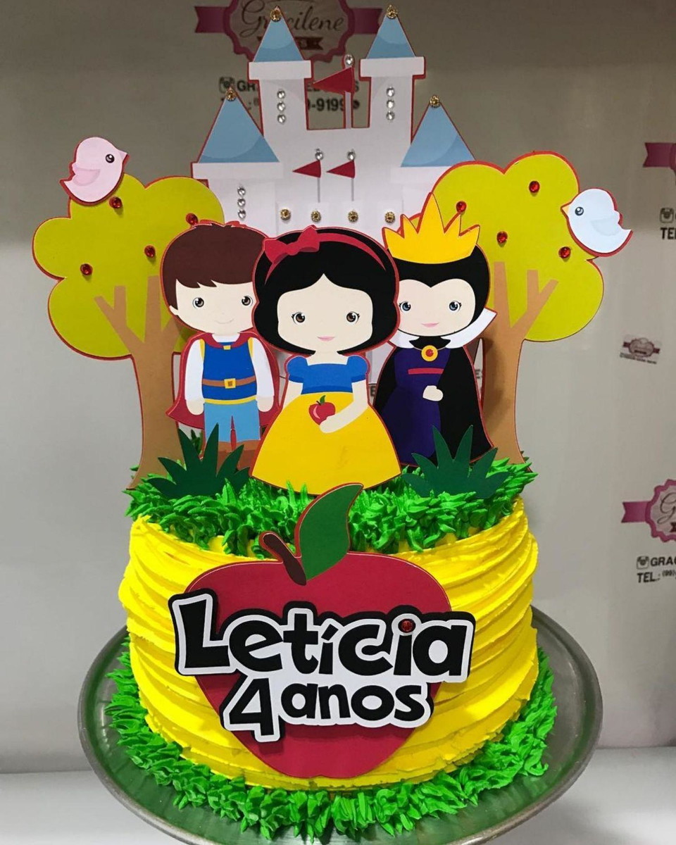 Topo de Bolo Branca de Neve cute + 4 ARQUIVOS A SUA ESCOLHA