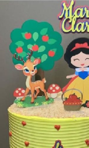 Topo De Bolo Branca De Neve Cute + 4 Arquivos A Sua Escolha
