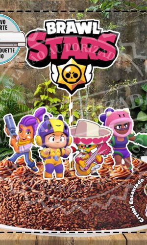 Topo de Bolo Brawl Stars Feminino - 0544 Arquivo Digital