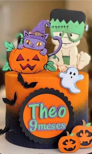 Topo de Bolo Camadas Halloween Frankenstein Cute 1 Arquivo