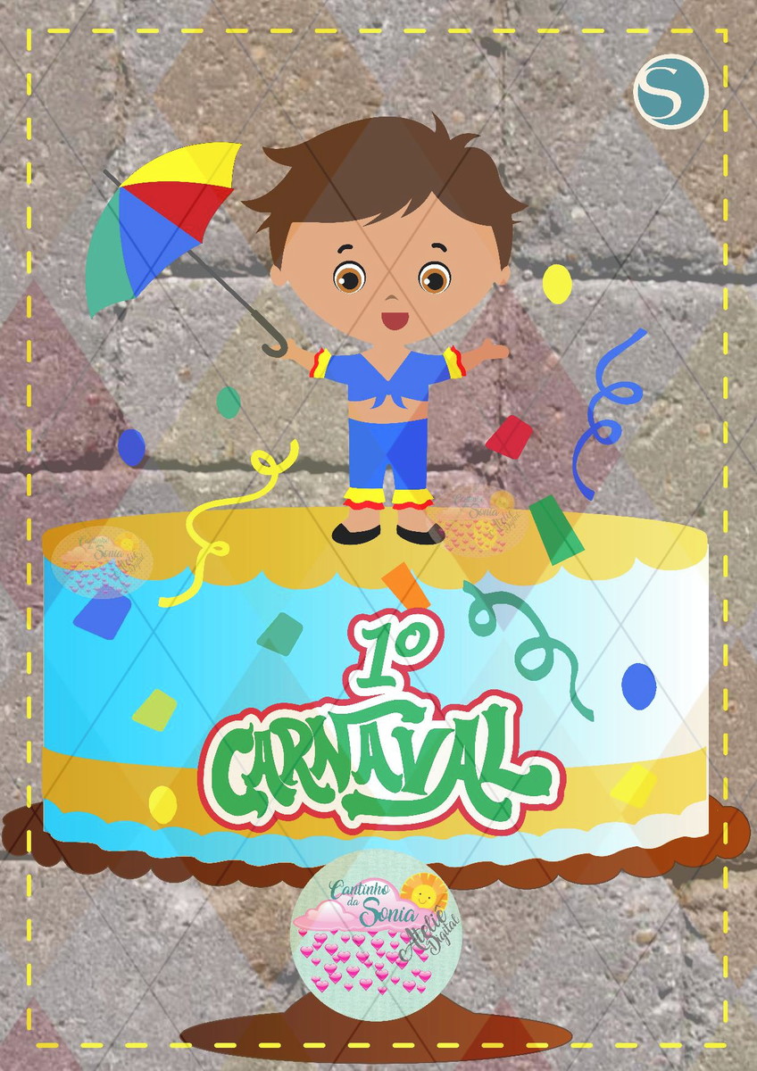 Topo de bolo CARNAVAL MENINO Camadas - 1165