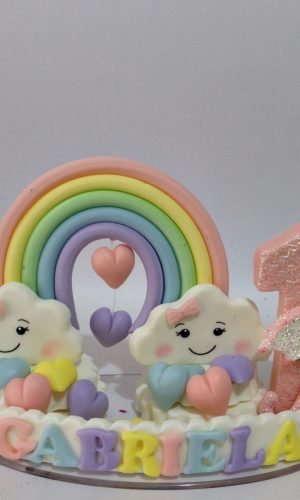 Topo de Bolo Chuva de Amor