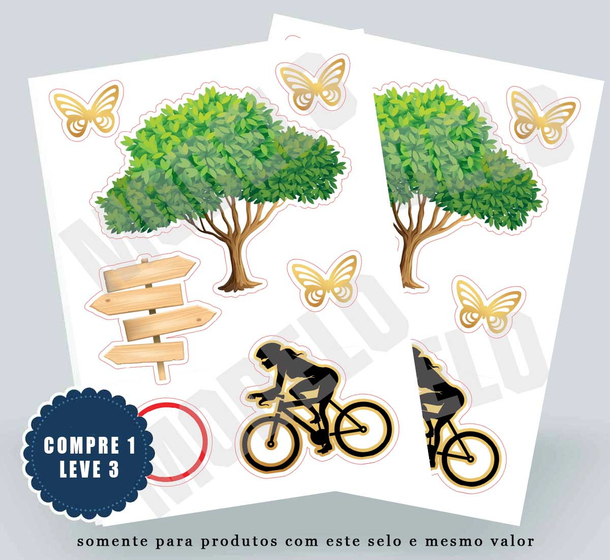 Topo de Bolo Ciclista Feminino Compre 1 Leve 3