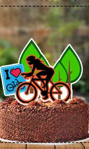 Topo de Bolo Ciclista Feminino - Ref 1462 Arquivo Digital