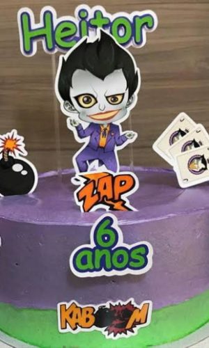 Topo de Bolo Coringa Cute + 4 Arquivos a Sua Escolha