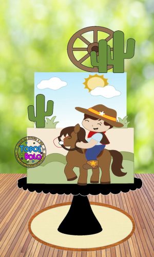 Topo de Bolo Cowboy Cute - Arquivo Digital