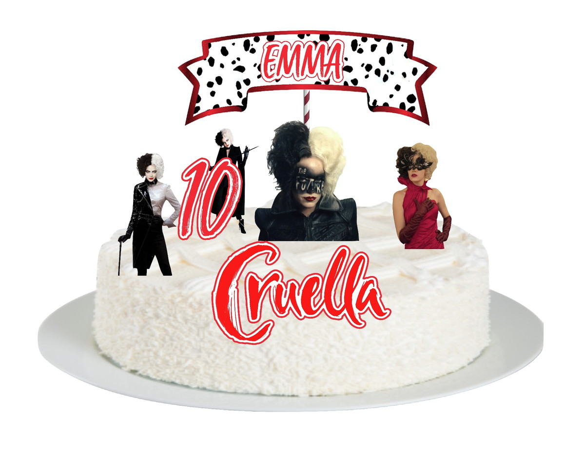 Topo de Bolo Cruella