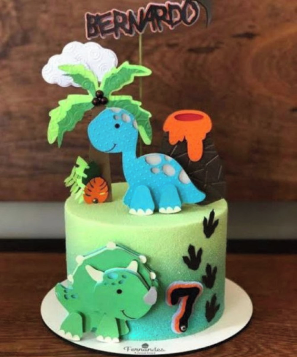 Topo de Bolo Dino Baby 2 + 4 ARQUIVOS A SUA ESCOLHA