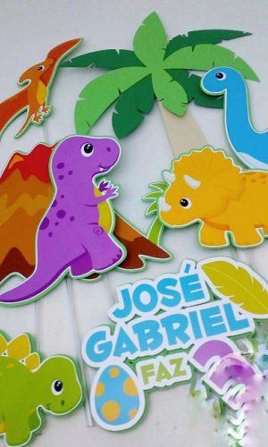 Topo de Bolo Dinossauro Cute + 4 Arquivos a Sua Escolha