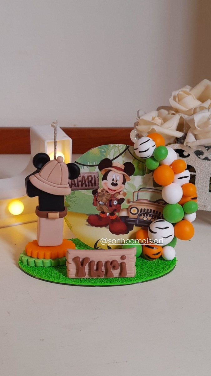 Topo de Bolo Mickey Safari Display Base Invertida