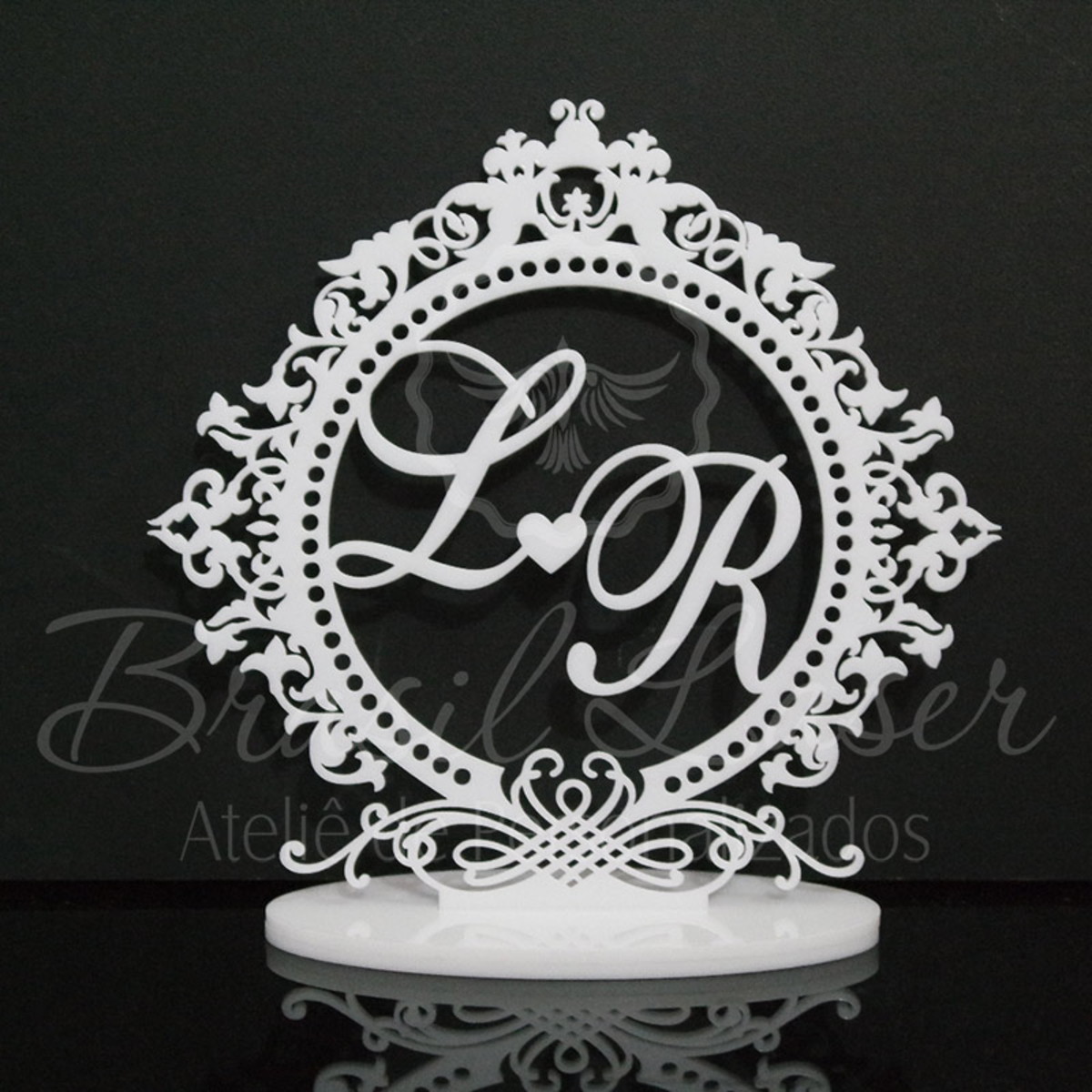 Topo de Bolo em Acrílico Branco Personalizado