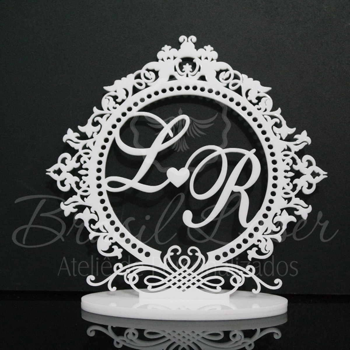 Topo de Bolo em Acrílico Branco Personalizado - Imagem 2