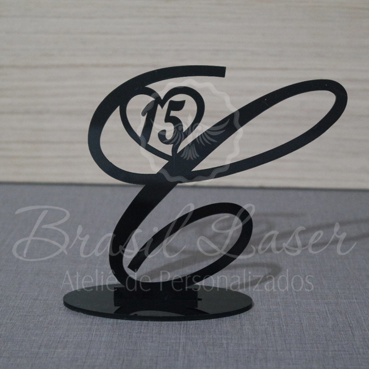 Topo de Bolo em Acrílico Preto
