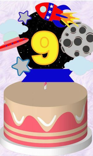 Topo De Bolo Espaço Meninos + 4 Arquivos A Sua Escolha