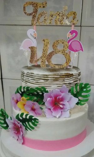 Topo de bolo Flamingo 3 (Arquivo Digital)