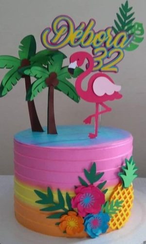 Topo de Bolo Flamingo