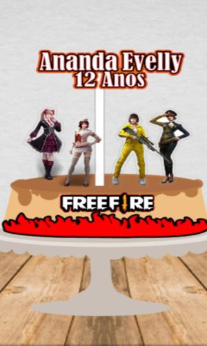 Topo de Bolo Free Fire Feminino - Arquivo Digital