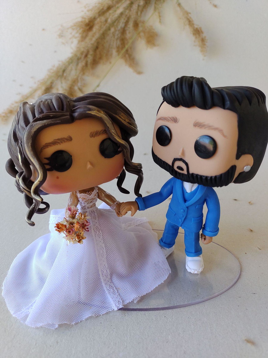 Topo de bolo Funko pop casamento - Imagem 2