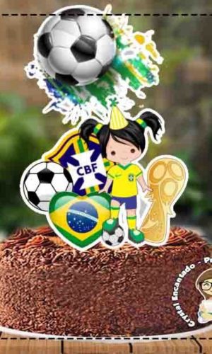 Topo de Bolo Futebol Brasil - Ref 1581 Arquivo Digital