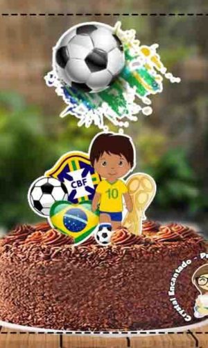 Topo de Bolo Futebol Brasil - Ref 1582 Arquivo Digital