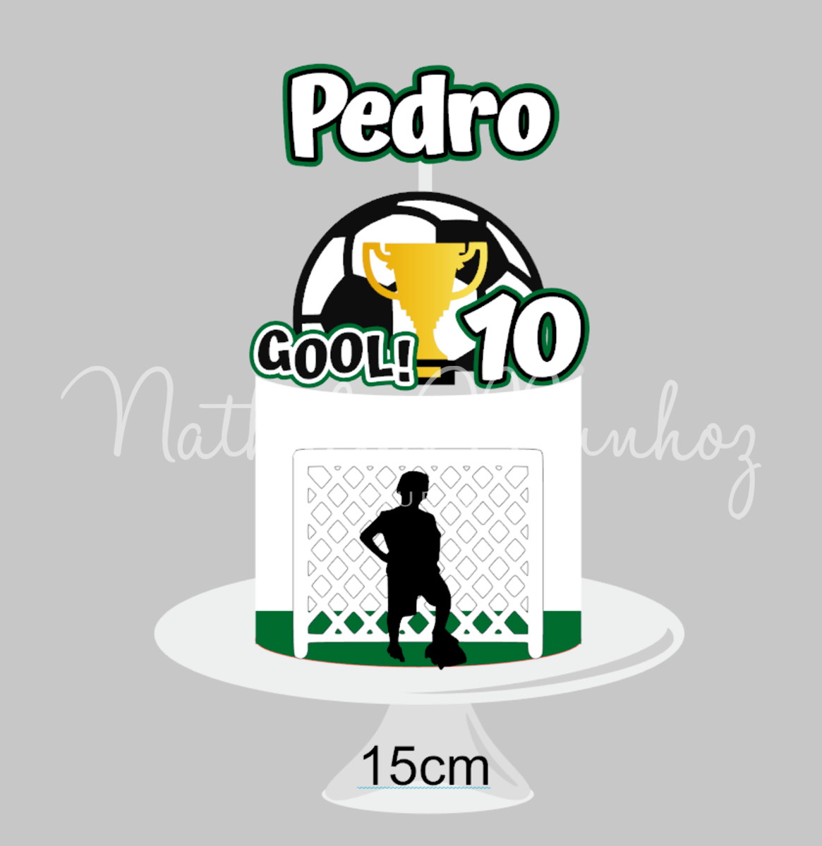 Topo de Bolo - Futebol Goleira e Troféu - Arquivo de Corte