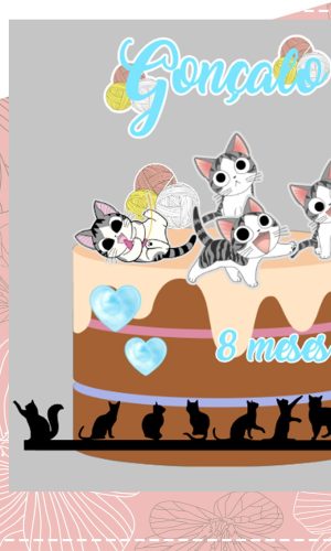 Topo de Bolo Gatinhos 01 - Arquivo de Corte Studio e PDF