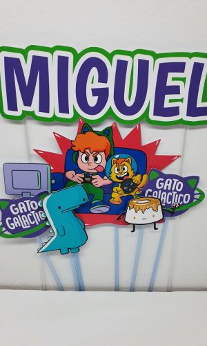 Topo de Bolo Gato Galáctico