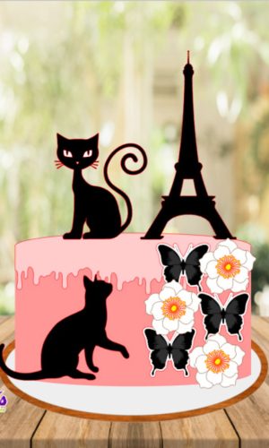 Topo de Bolo Gatos Paris Arquivo de Corte Studio/PDF