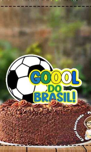Topo de Bolo Gool do Brasil Ref 1544 Arquivo Digital