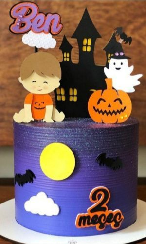 Topo de Bolo Halloween Bebê Sentado + 4 Arquivo Sua Escolha