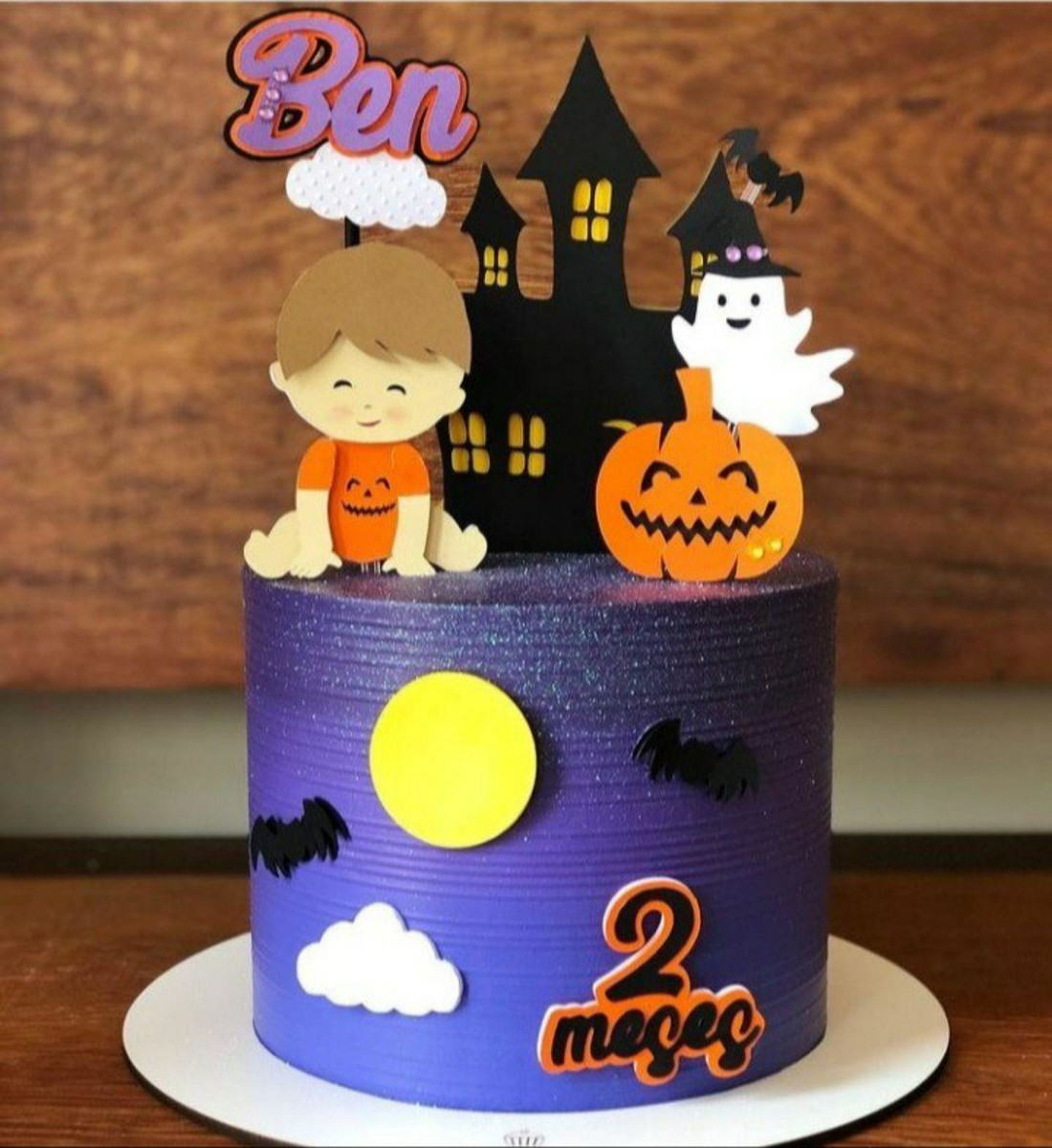 Topo de Bolo Halloween Bebê Sentado + 4 Arquivo Sua Escolha
