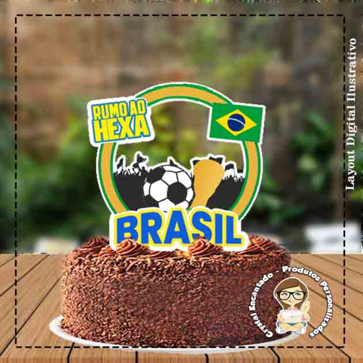 Topo de Bolo Hexa Brasil Ref 1546 Arquivo Digital