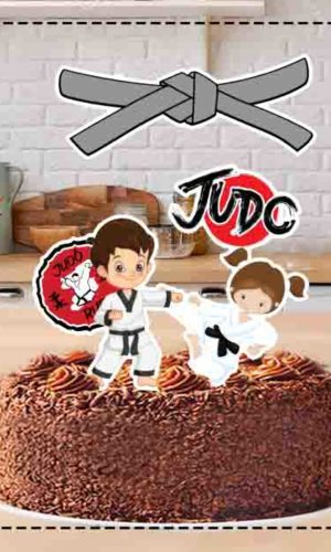 Topo De Bolo Judo Meino E Menina - Arquivo Digital