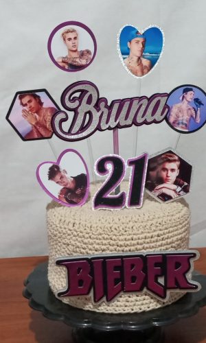 Topo de Bolo Justin Bieber Personalizado