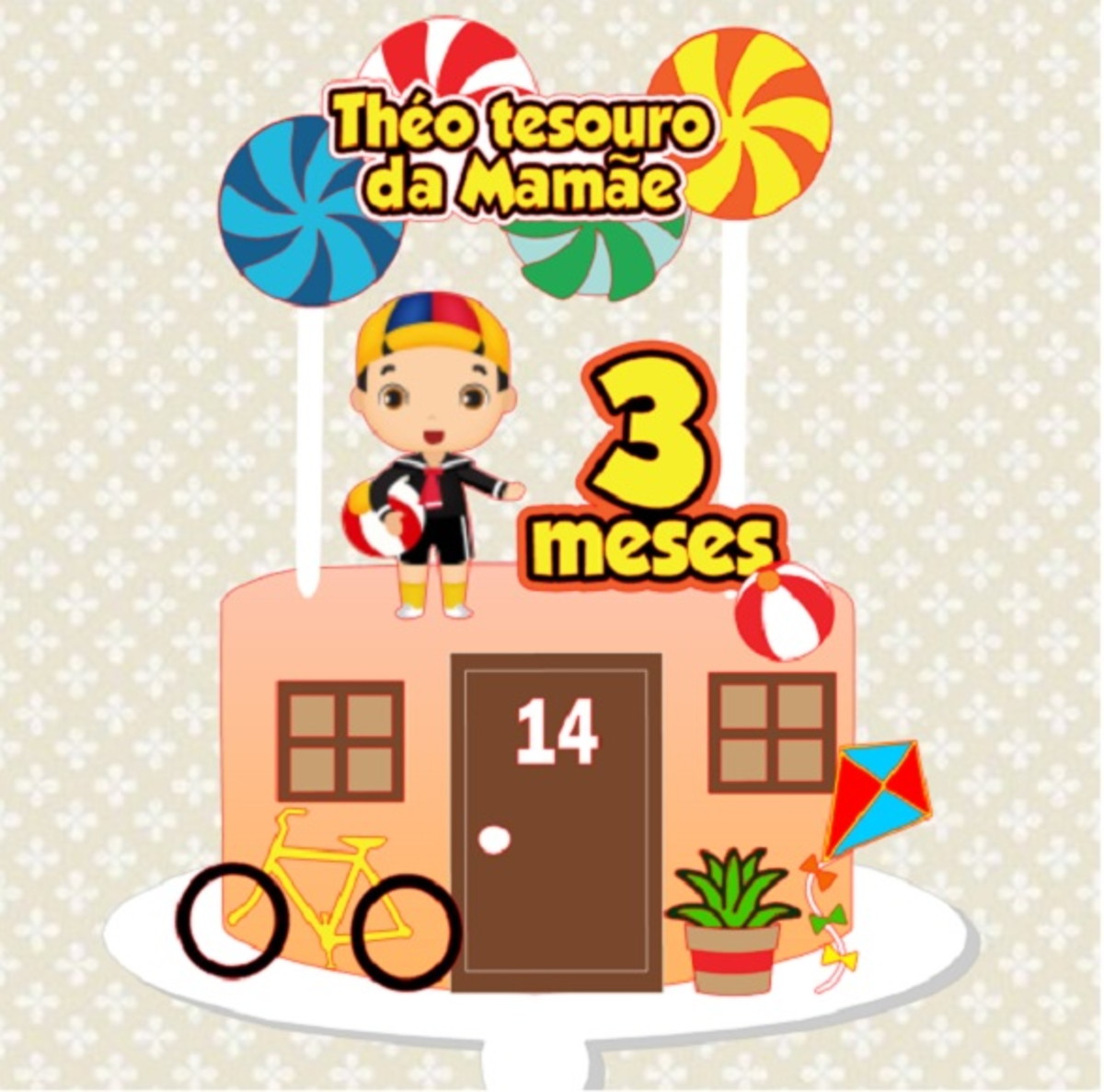 Topo de Bolo Kiko Cute + 4 Arquivos a Sua Escolha - Imagem 2
