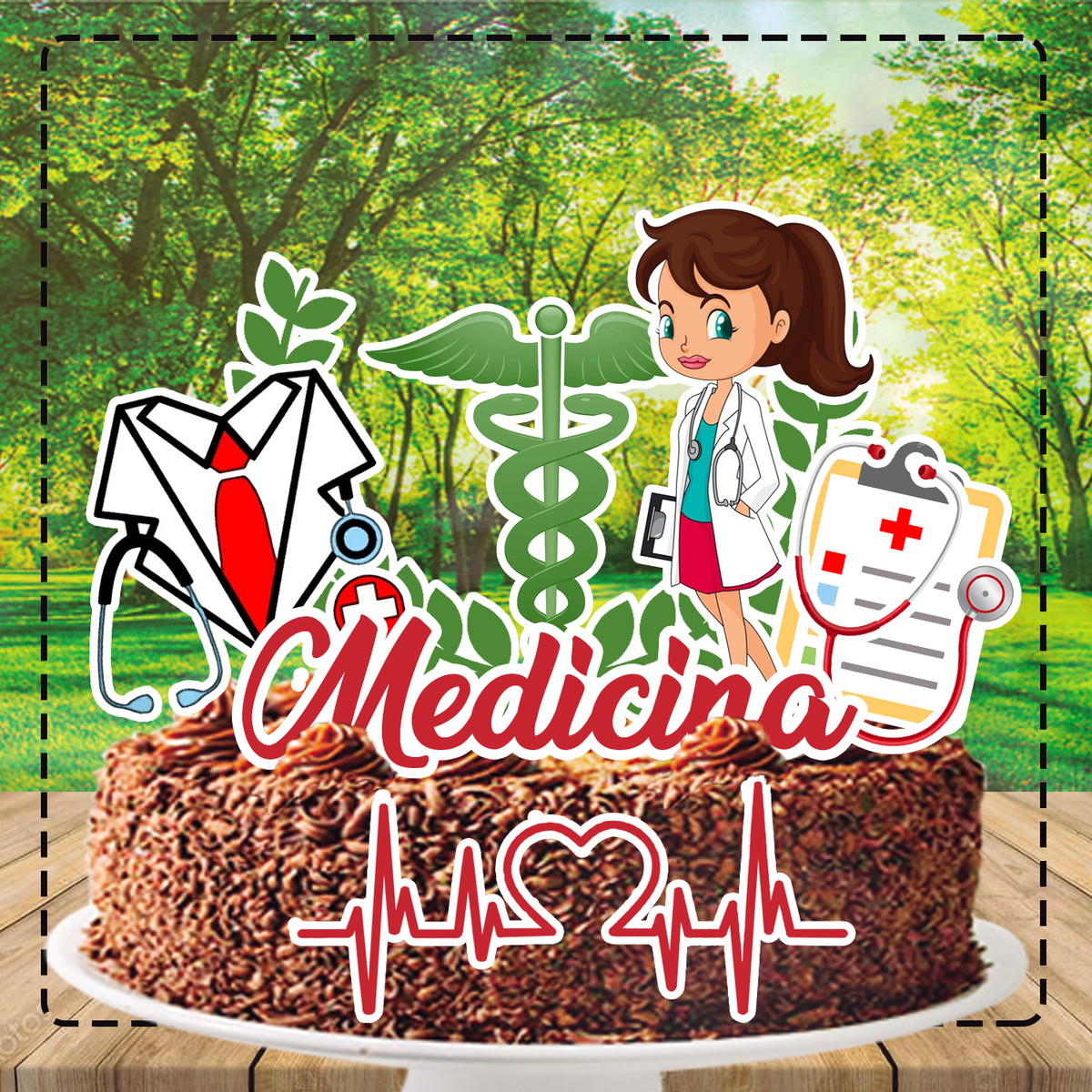 Topo de Bolo Medicina Mulher Ref 4373 - Arquivo Digital