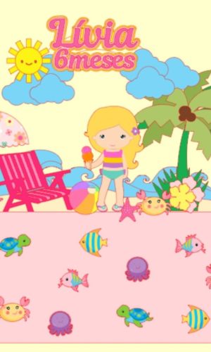 Topo de bolo menina na praia (arquivo de corte)