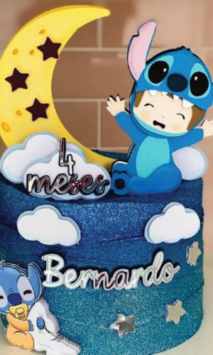 Topo de Bolo Menino Baby Stitch Arquivo de Corte