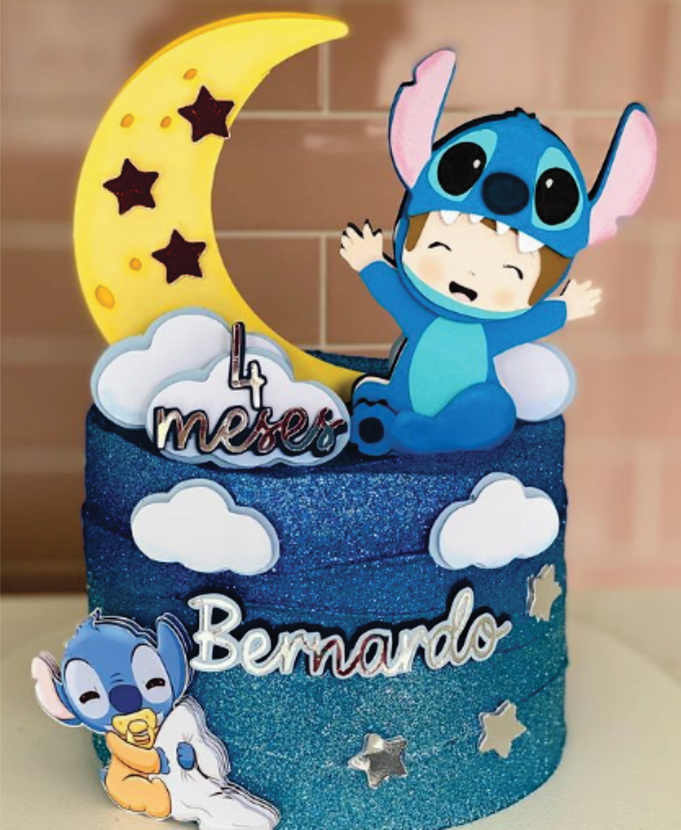 Topo de Bolo Menino Baby Stitch Arquivo de Corte