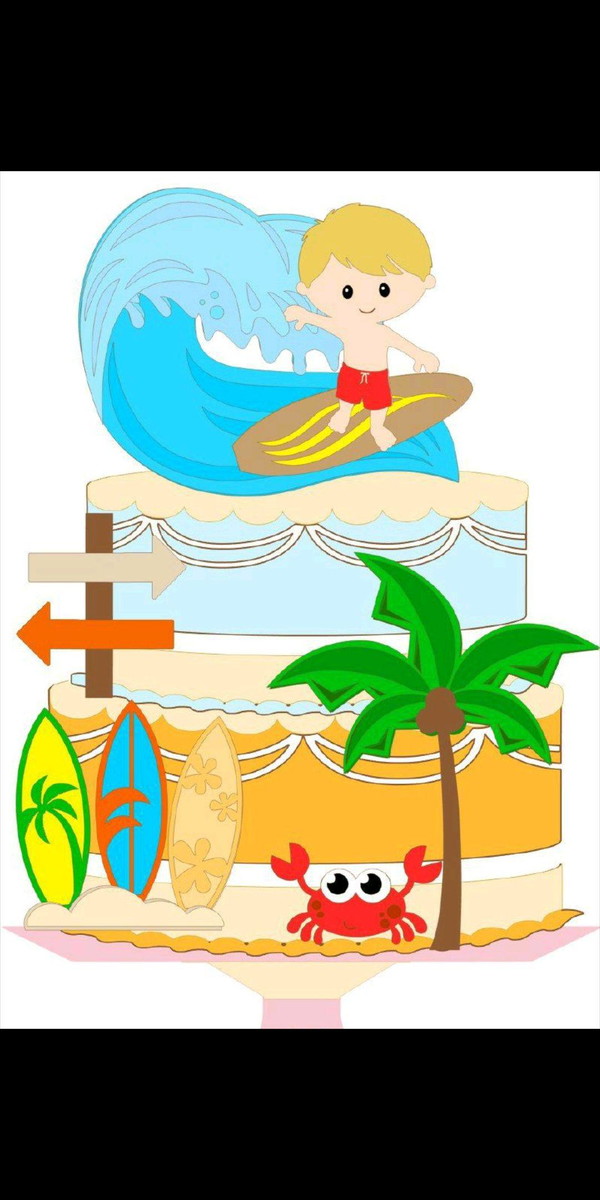 Topo de Bolo Menino Surfando + 4 Arquivos a Sua Escolha