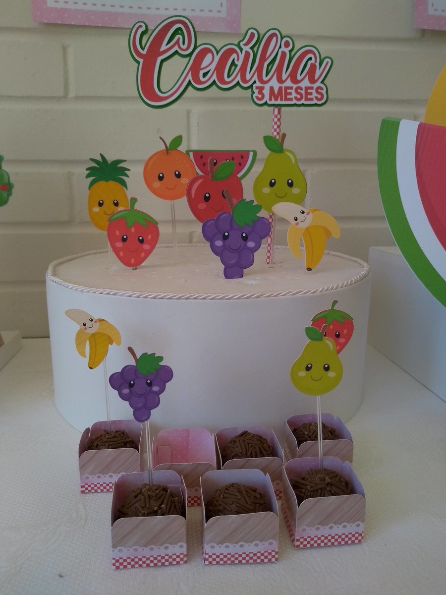 Topo de Bolo Mesversário Frutinhas - Imagem 2