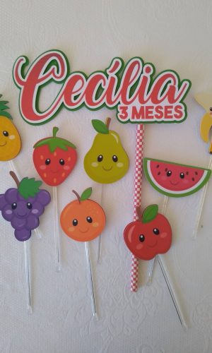 Topo de Bolo Mesversário Frutinhas