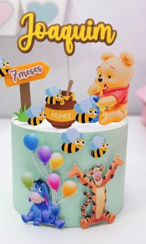 Topo de Bolo Mesversario Ursinho Pooh