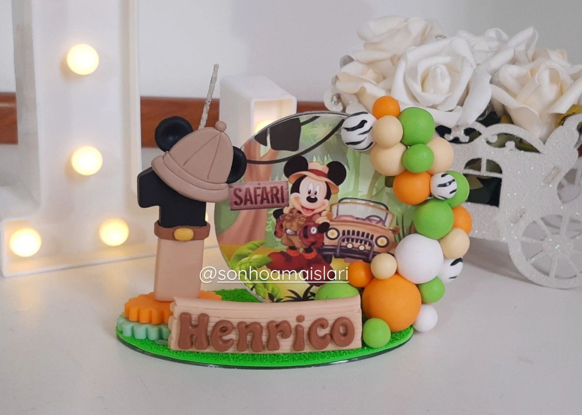 Topo de Bolo Mickey Safari Display Base Invertida - Imagem 3