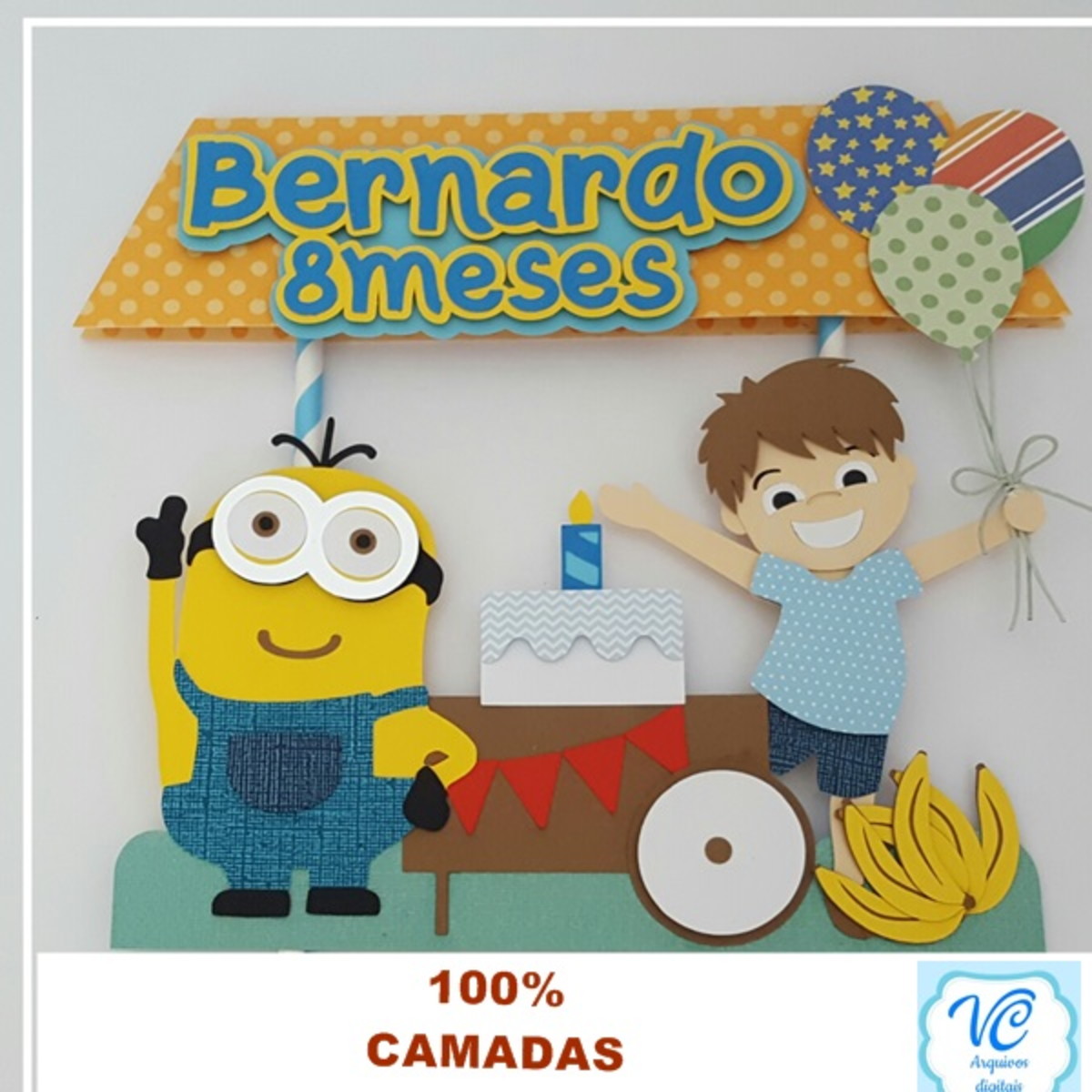 Topo de bolo Minions (100% em camadas) Arquivo de corte