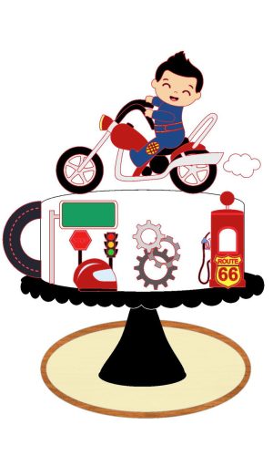 Topo de Bolo Motoqueiro Baby - Arquivo Digital